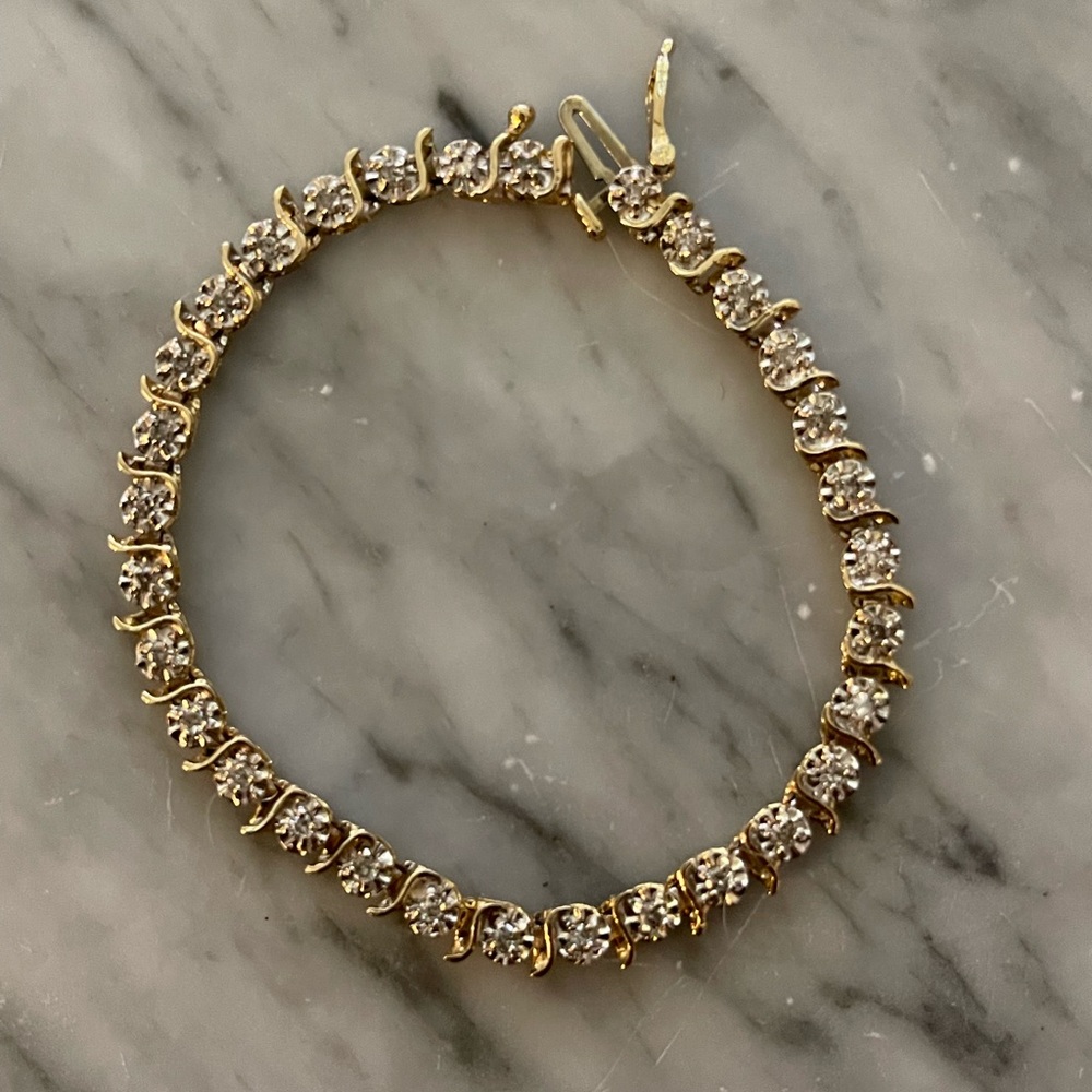 14k Yellow Gold Diamond Tennis Bracelet